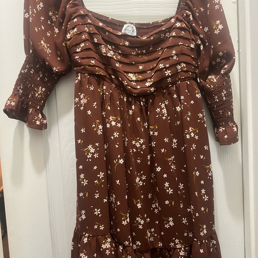 Brown dress with flowers